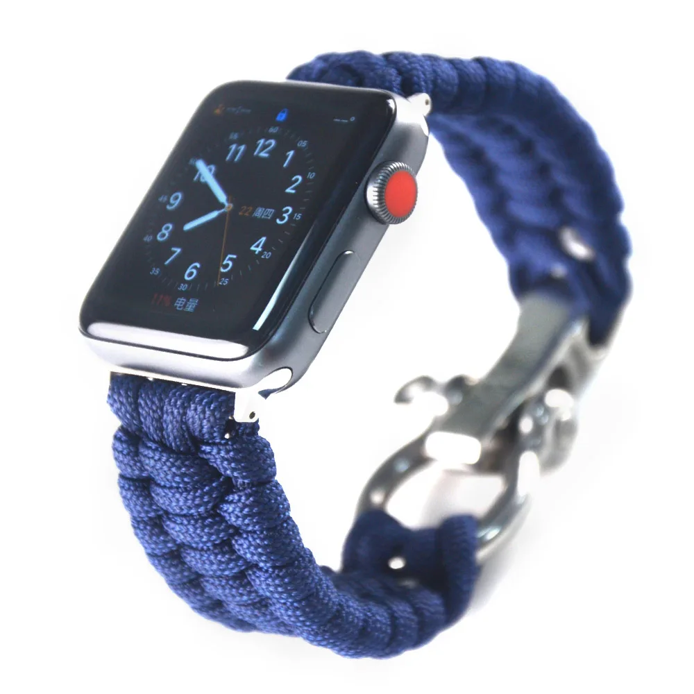 Браслет для наручных часов iWatch, браслет шнур для парашюта 38/42/40/44 мм нейлоновая веревка ремешок для наручных часов Apple Watch, версии 5 4 3 2 1