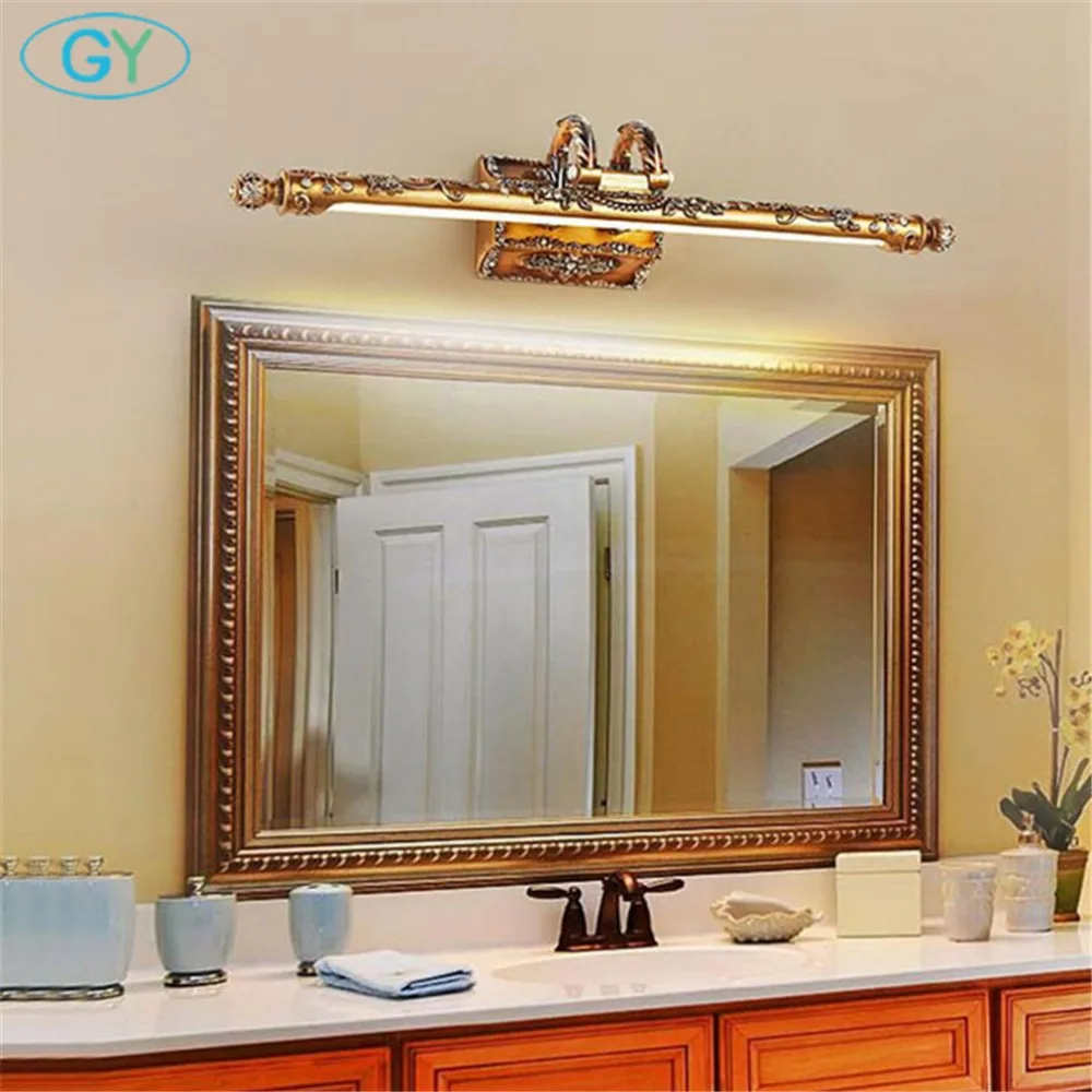 7W 9W LED vanity lights L54cm L68cm Europe Vintage Gold Resin mirror bathroom dressing room wall Vanity lighting | Лампы и освещение
