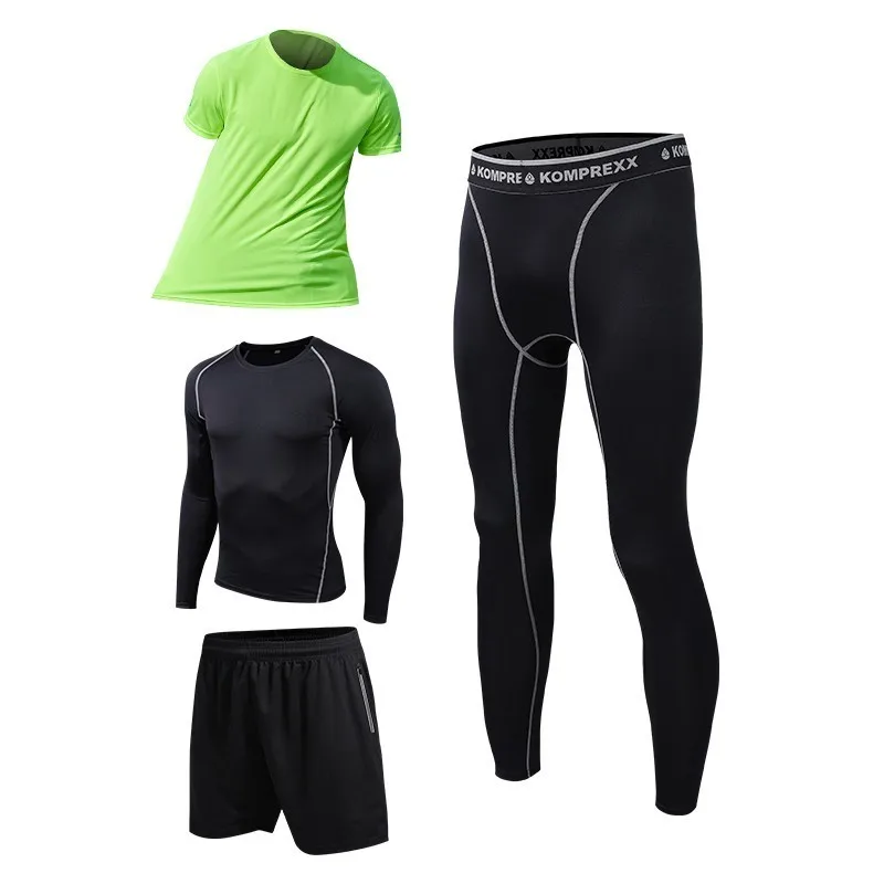 Men sportswear-GRE4 Мужская спортивная одежда, черный, серый, белый спортивный костюм, Мужская эластичная одежда для тренировки в спортзале, дышащая тренировка бега трусцой комплект для бега - Цвет: Men sportswear-GRE4