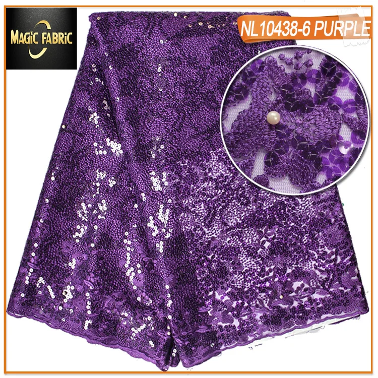 

High quality gold African lace fabric sequins french tulle lace fabric 2017 latest hot sale 5 yards for dress NL10438