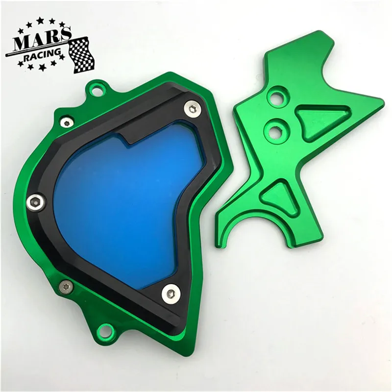 Зеленый Мотоцикл CNC алюминиевая передняя Звездочка цепи защитная крышка левая сторона двигателя подходит для Kawasaki Ninja 400 NINJA400 18-19 - Цвет: Зеленый