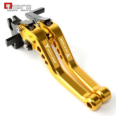 Short Gold С MT-03 логотипом мотоцикла CNC тормозные рычаги сцепления, пригодный для Yamaha MT03 MT-03 - Цвет: Short Gold