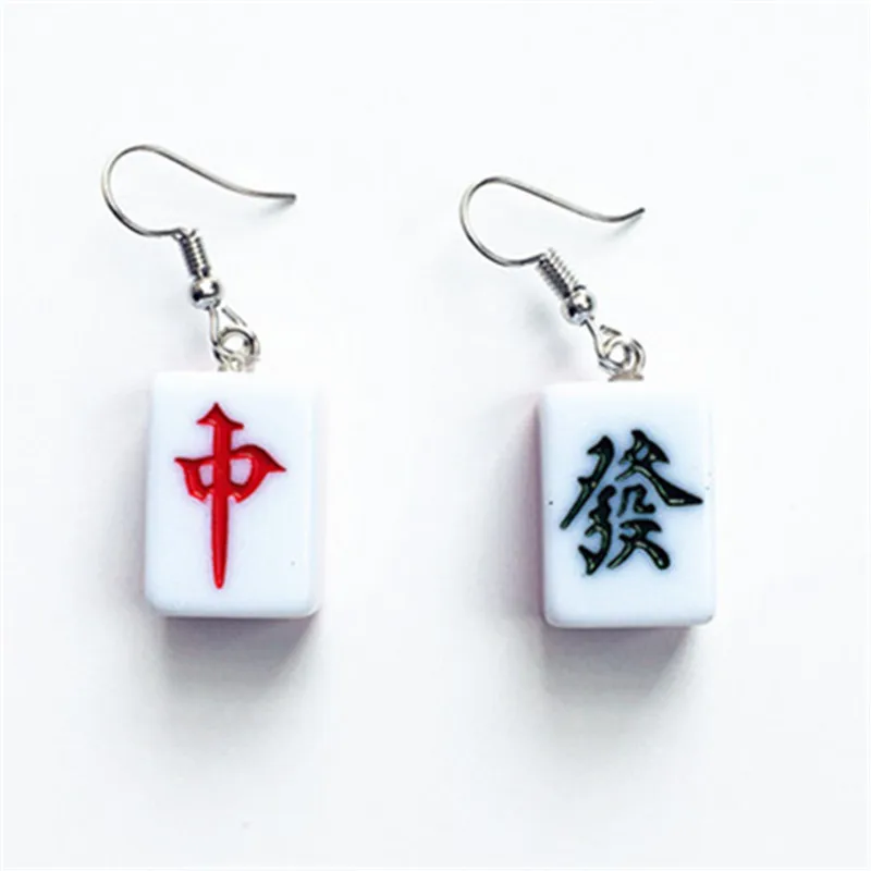 Преувеличенные китайские серьги маджонг для друга акриловые розовые цветные