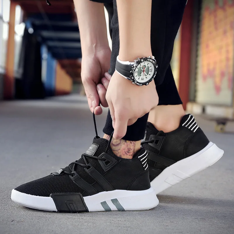 New Sneakers Men Lace-up Casual Shoes Breathable Mesh Adult Male Tenis Footwear Soft Platform Trend White Shock Cushion Light | Обувь