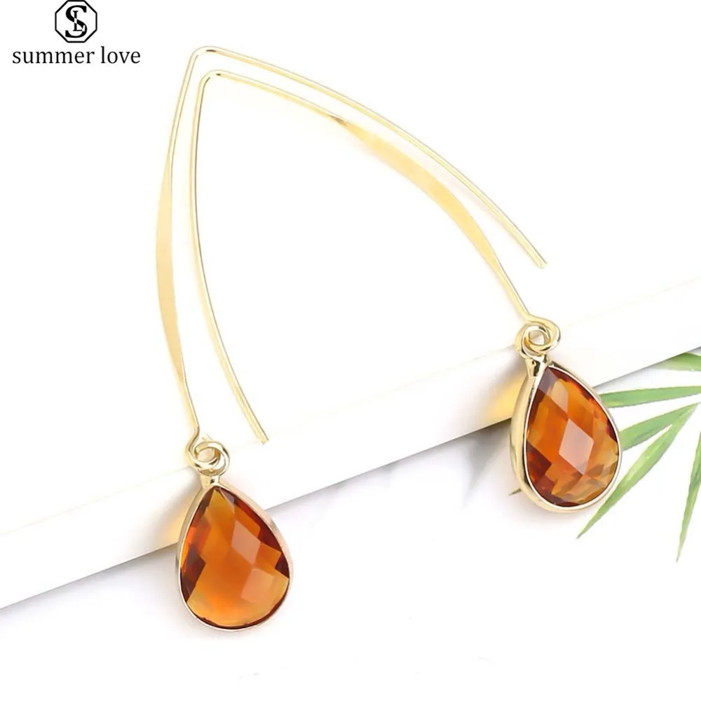 Boho корейские серьги, модные серьги в форме капли, висячие серьги с кристаллами для женщин,, крупное Золотое богемное ювелирное изделие, подарки