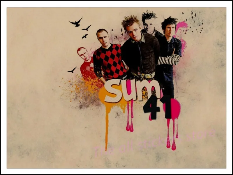 Винтаж плакат. Sum 41 ретро крафт плакат со скалой живопись Музыка группа бар ресторан студенческое общежитие наклейки на стену/6037 - Цвет: 15