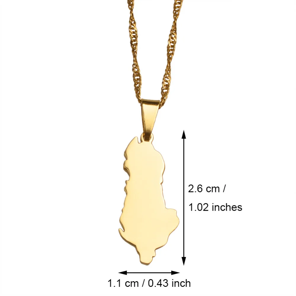 Gold Color Albania Map Charm Shqiperise Pendants Necklaces Jewelry For Women Girls #J0327 | Украшения и аксессуары