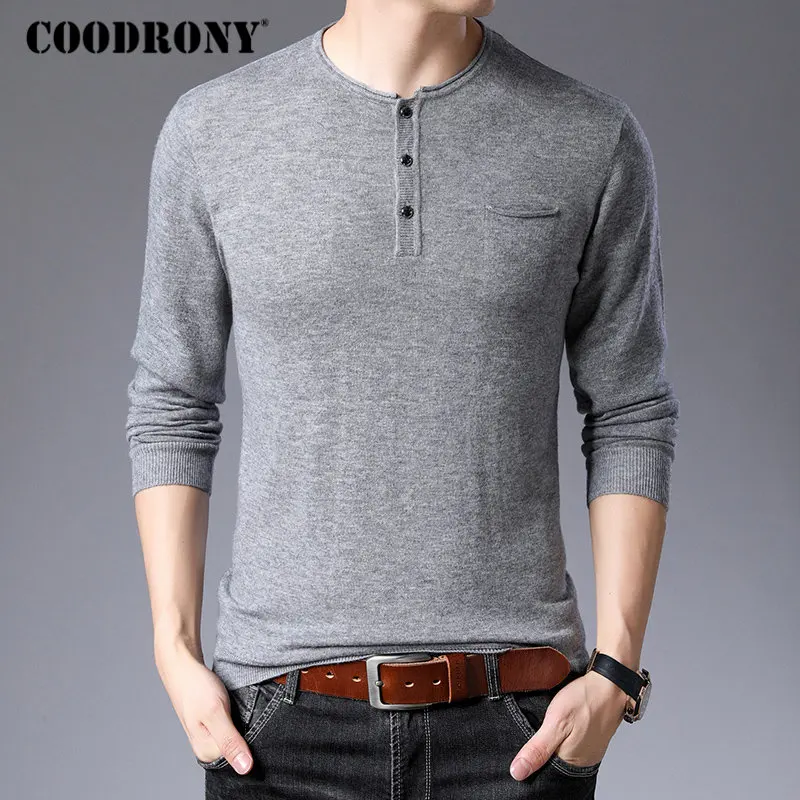 COODRONY свитер для мужчин Уличная мода Pull Homme осень зима чистая Мериносовая Шерсть свитера мягкий теплый кашемировый пуловер для мужчин 93008