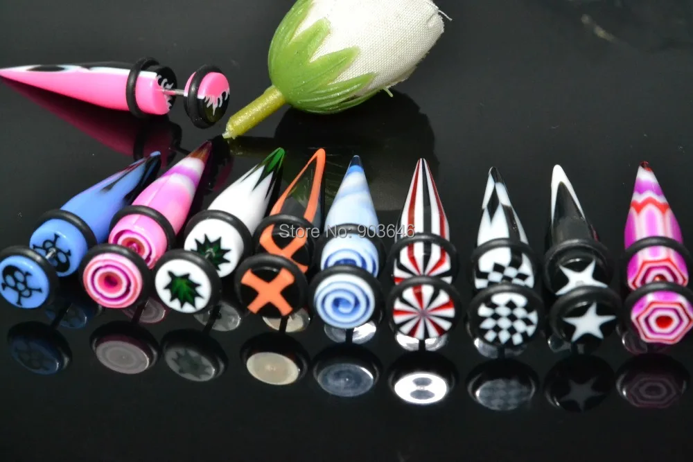

60pcs Free Shippment Body Piercing Jewelry -Fake Ear Tapers Expander Cheater Plugs 8mm