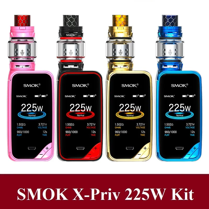 Оригинальный SMOK X Priv электронная сигарета Vape Комплект 18650 батарея 225 Вт Mod с TFV12