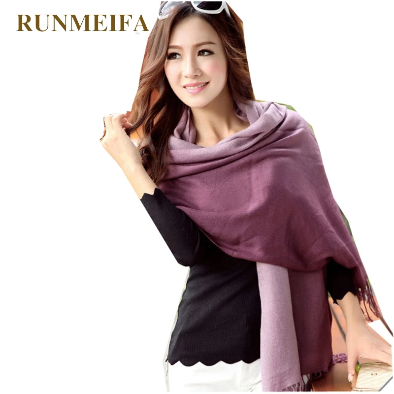 Женские шарфы RUNMEIFA двухцветные шали двух цветов на весну и осень опт|wrap shawl|fashion