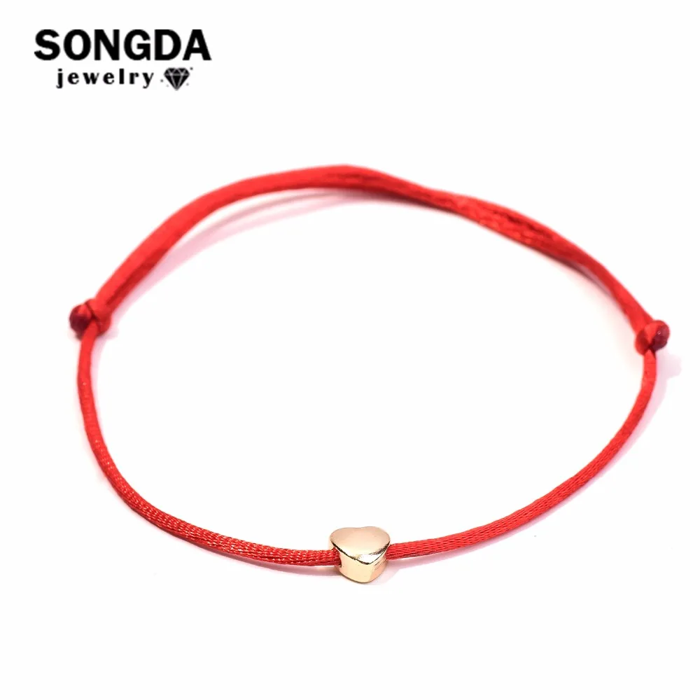 Браслет веревка SONGDA Женский многоцветный красный Мини браслет с сердечками