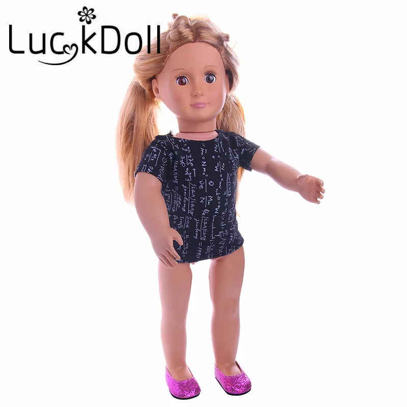 Черная футболка с математическим принтом LUCKDOLL размер 18 дюймов американский 43 см