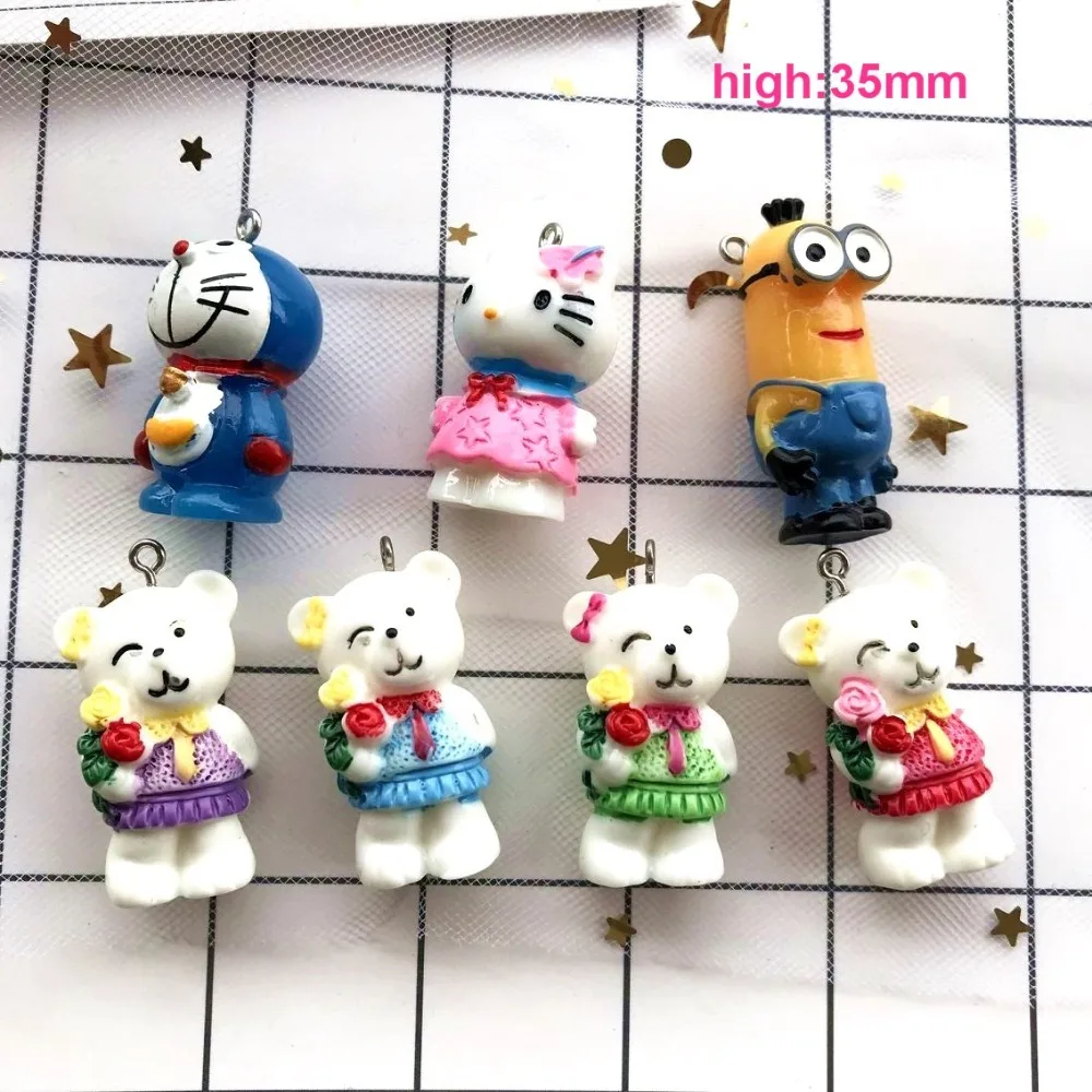 Микс 10 шт 3D Kawaii мультфильм Кукла Смола брелок с подвесками ожерелье подарок DIY |
