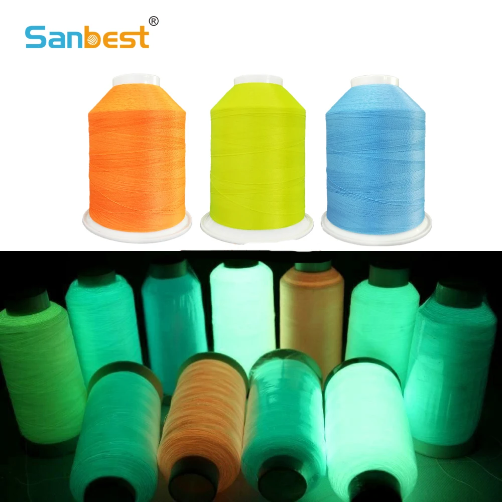 Sanbest светящаяся в темноте нить для машинной вышивки DIY швейная из полиэстера 3000 м
