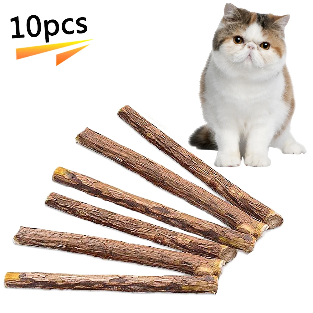 

10PCS Cat Catnip Sticks Ntural Matatabi Chew Sticks Teeth Grinding Snacks Toys for Kitten Kitty Dental Health