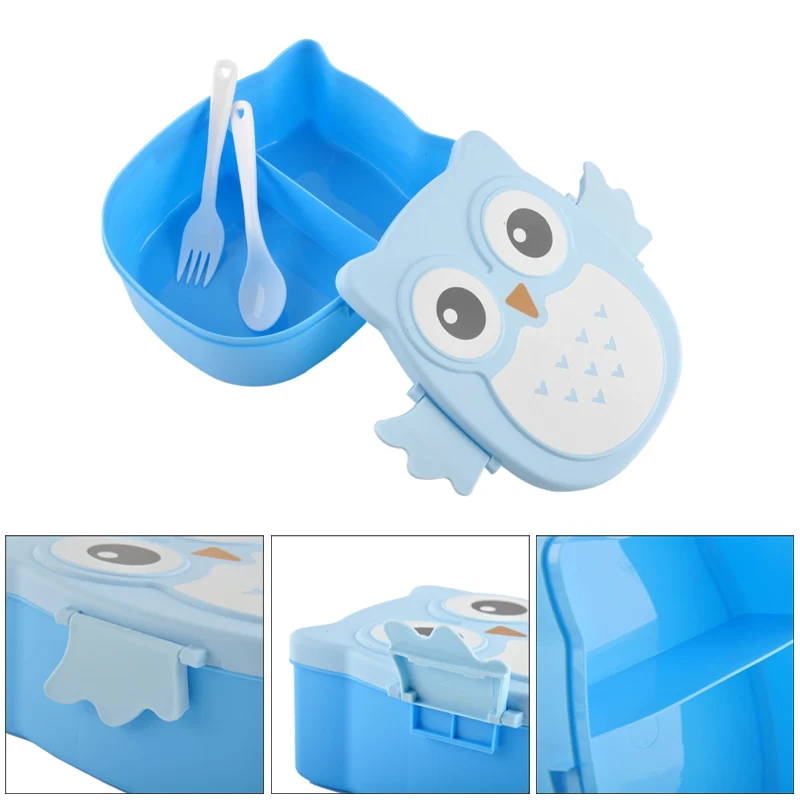

2 Layer Cute Cartoon Owl Lunchbox Kids Children Home $ School Food Fruit Storage Container Plastic Bento Xmas Gift