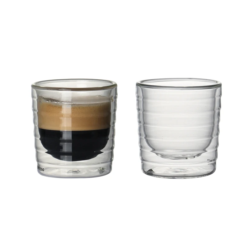 

Set of 2 150ml double wall layed insulated heat resistant coffee cups set for espresso latte drinks cup of coffee 5.1oz
