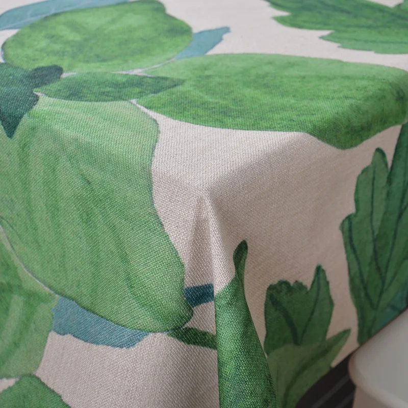 Зеленый пасторальные растения лотоса Скатерти плотного льняного по