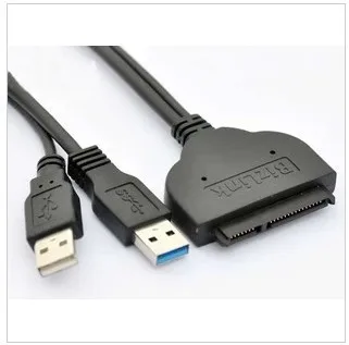 USB3.0 A Male to 7+15 Pin SATA Adapter Converter Data Cable with USB 2.0 Power Lead Cord For Laptop 2.5&quot Hard Drive HDD SSD |