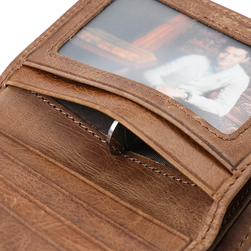 100% Real Leather Mini Wallets Brown Cow Thin Wallet Card Holder Short Design Fashion Handmade Small purse walet|designer pursefashion |