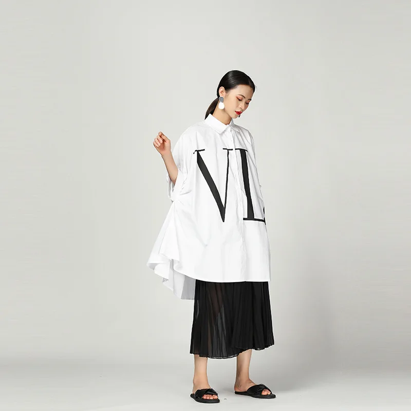 Harajuku Новинка 2019 года Горячие сезон: весна-лето рубашка для женщин Личность Письмо