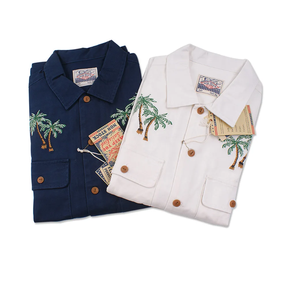 Осень Зима холст вышивка белая рубашка мужская карго Chemise Homme Manche Longue уличная