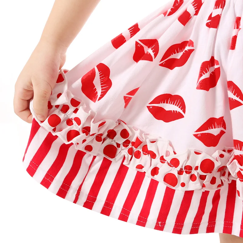 Одежда для девочек на День святого Валентина футболка с сердечками и юбка костюм