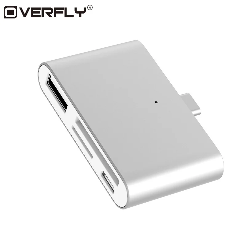 Overfly 4-в-1 USB C type 2 слота TF SD карта Usb 3 0 концентратор с OTG кард-ридером для MacBook Pro |
