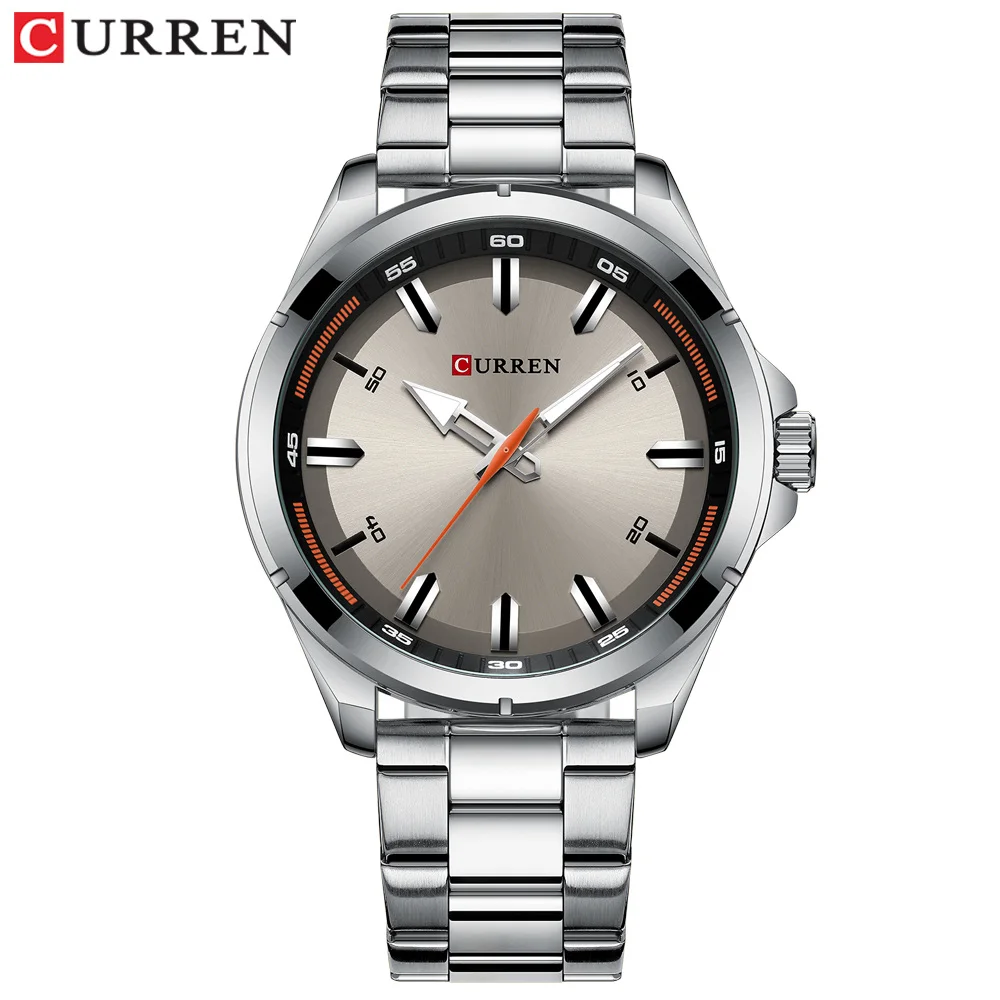 silver gray watch Роскошный бренд CURREN серые часы Мужские кварцевые Бизнес наручные часы модные часы Классический стальной ремешок часы Reloj Hombres - Цвет: silver gray watch