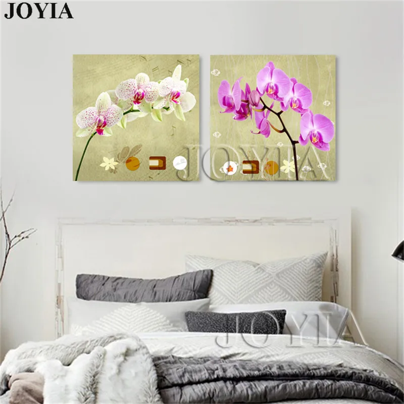 2 шт. классические цветы орхидеи Ретро картины Цветочные настенные