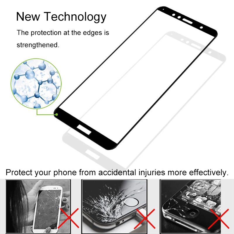 2 шт. полностью покрывающее закаленное стекло 2.5D для Huawei Honor 7A Pro RU версии Защитное
