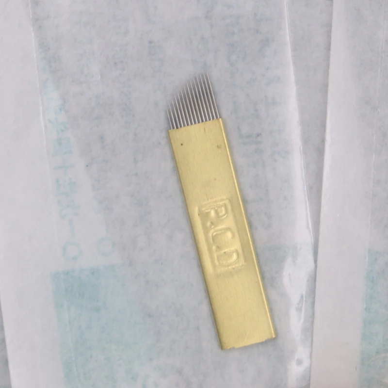 100 шт. PCD 14 Pin перманентного макияжа бровей татуировки лезвие Microblading иглы для 3D