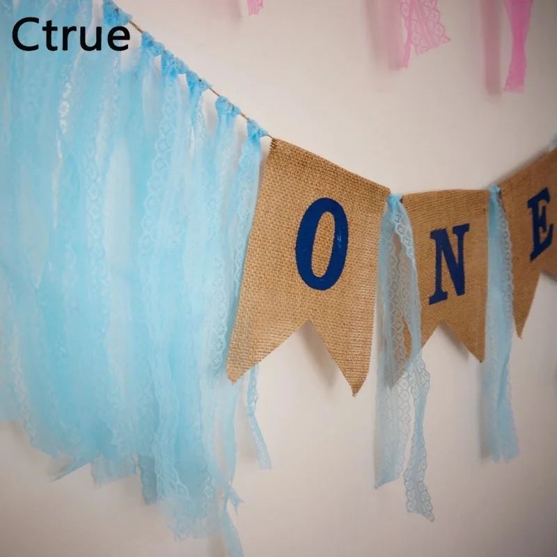 Ctrue Custom 1 день рождения I Am One кружевной джутовый баннер для маленьких мальчиков и