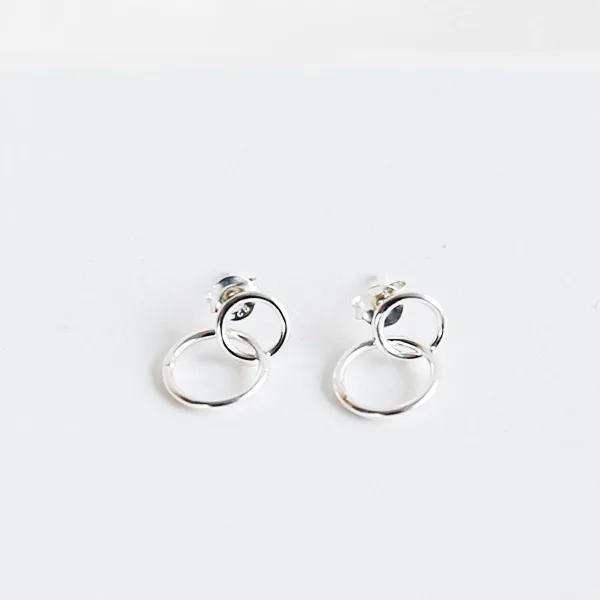 Free Shipping 2016 New Arrivals Double Circel Stud Earring Silver Color For Women Jewelry Pendientes Brinco | Украшения и