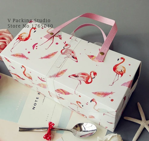 Коробка для пирожных с белым фламинго швейцарская рулонная коробка макарон