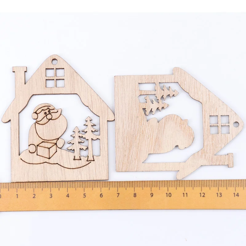 Wooden Christmas Series Pattern Scrapbooking Art Collection Craft for Handmade Sewing Home Decoration 60-90mm 5pcs MZ174 | Дом и сад