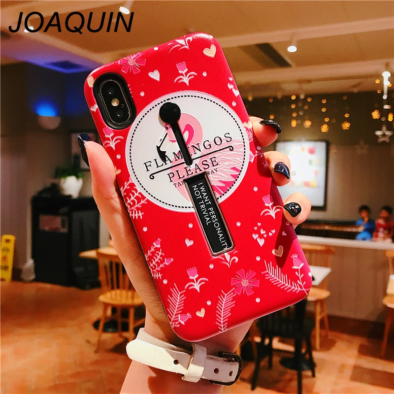 Фламинго чехол для iphone X 8 6 S 6/7 плюс Soft задняя крышка Скрытая кольцо чехлы XR XS max