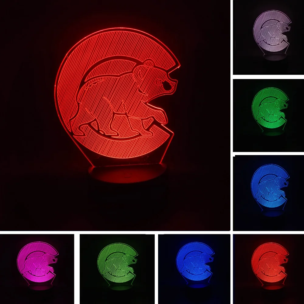 Luminaria мультяшный 3D полярный медведь светодиодный ночник 7 цветов градиентный