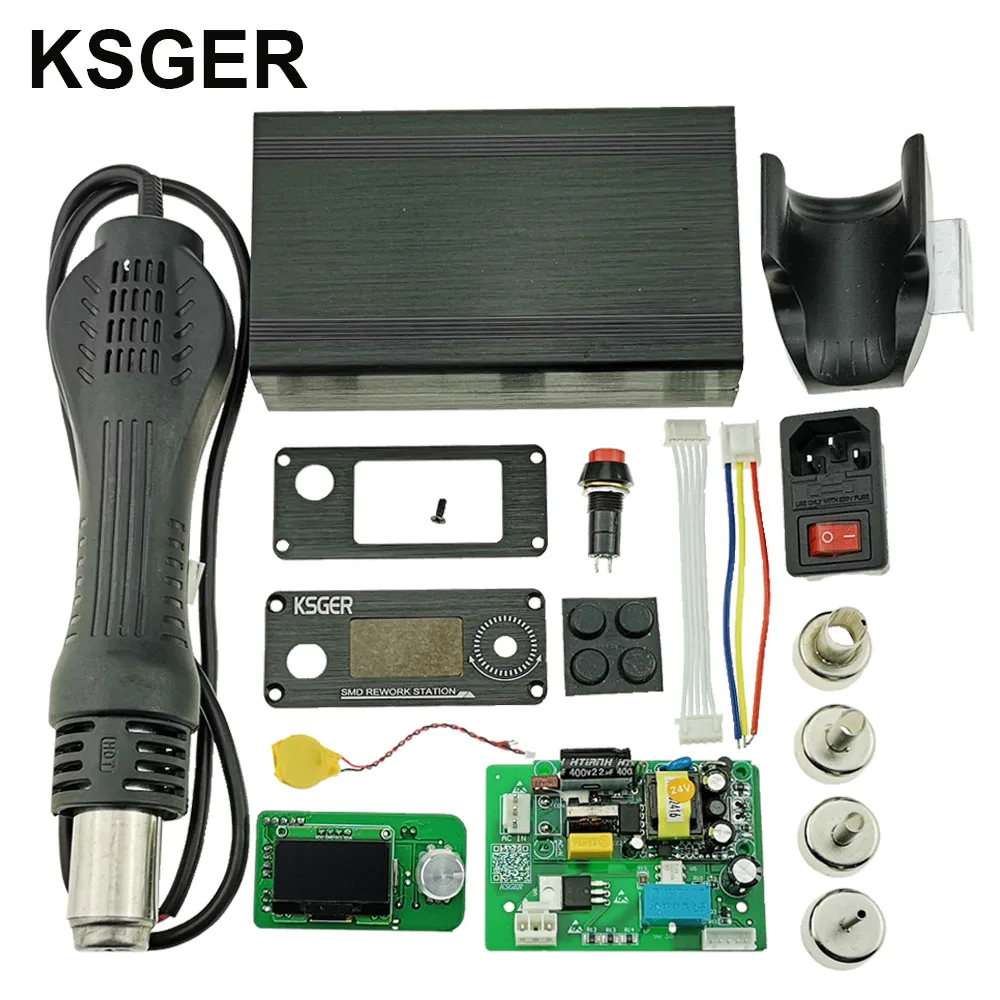 Sets 1 KSGER SMD станция горячего воздушного пистолета паяльная выпайка фен для волос Тепловая пушка ручка насадки подставка сварочные инструменты быстрого нагрева 700 Вт спящий режим - Цвет: Sets 1