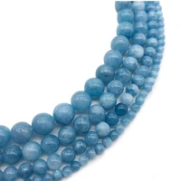 natural stone beads blue aquamarin angelite jades round beaded beads 4 6 8 10 12mm diy beads for jewelry making bracelet woman