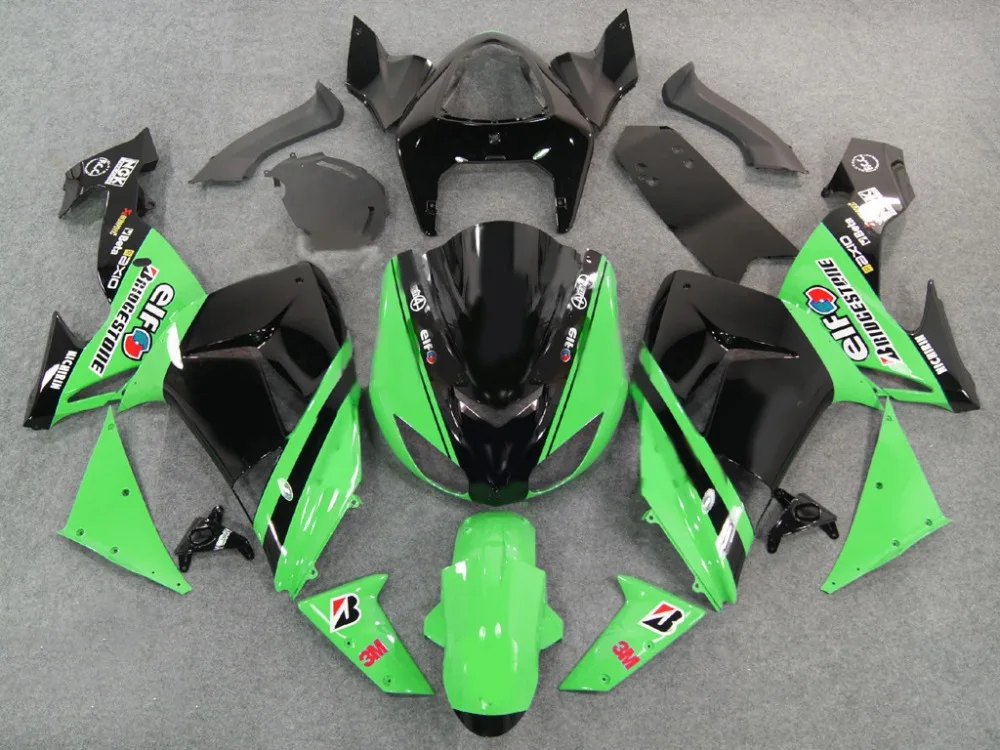 Комплект обтекателей для мотоцикла на заказ KAWASAKI Ninja ZX10R 2006 2007 06 07 Модный Зеленый