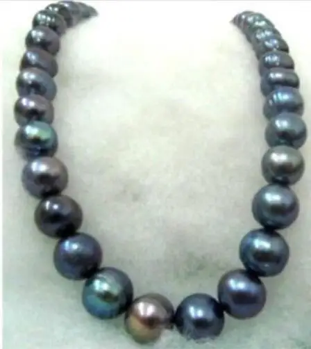 

18"11-12MM NATURAL SOUTH SEA BLACK BLUE PEARL NECKLACE