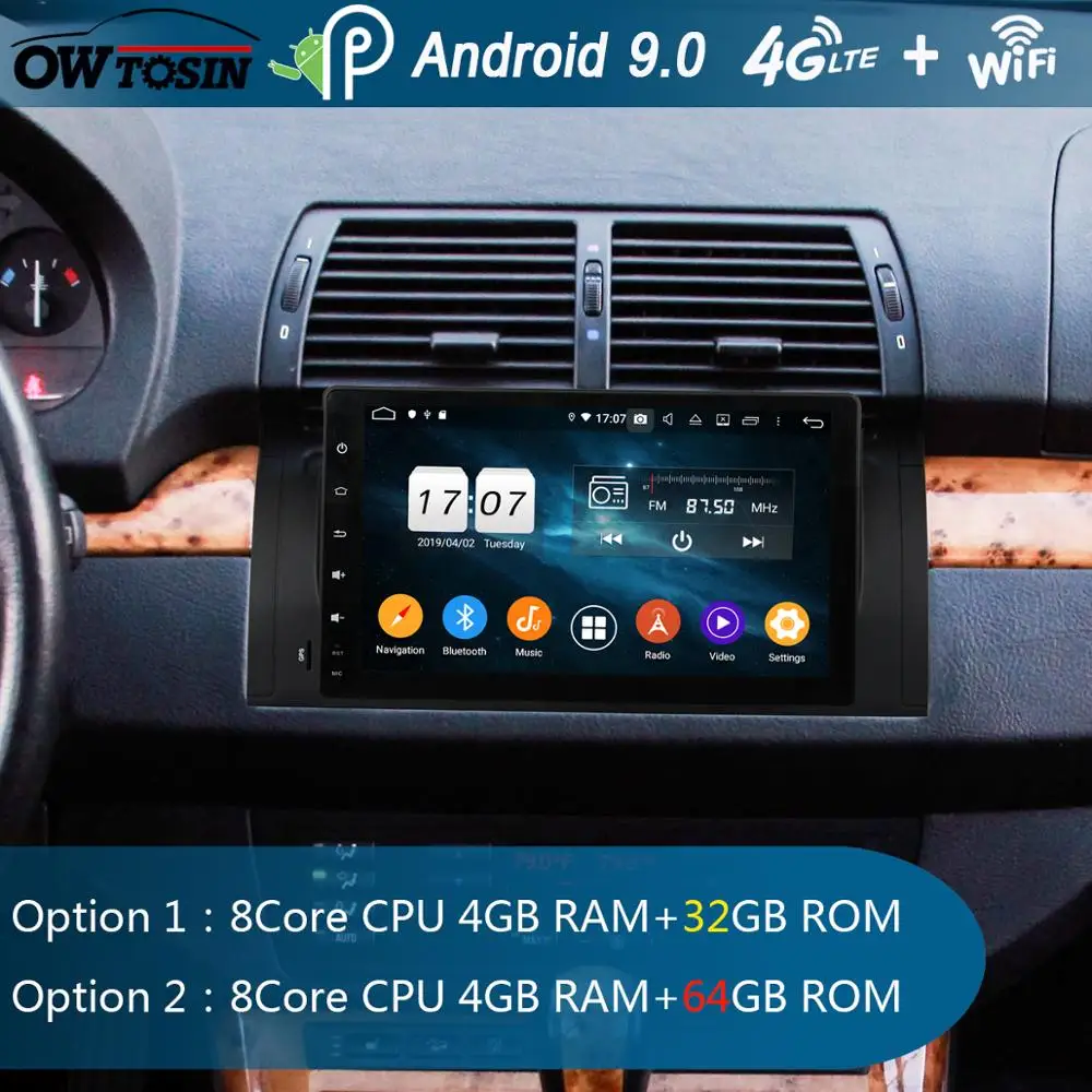 Автомобильный DVD плеер 9 "IPS Android 0 Octa 8 Core для BMW X5 E53 E39 E38 M5 5 7 серии 4 ГБ ОЗУ 64 Гб ПЗУ