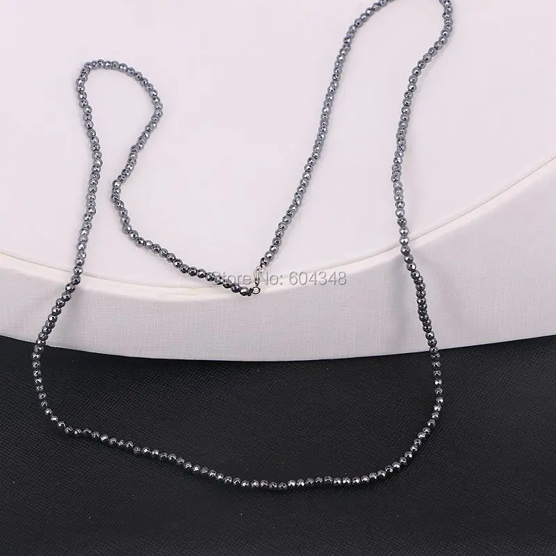 Ожерелье из Гематитовых бусин с длинной цепочкой 5 нитей диаметром 3 мм