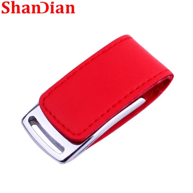 Брелок SHANDIAN из натуральной кожи и металла USB флеш накопитель на цепочке модный