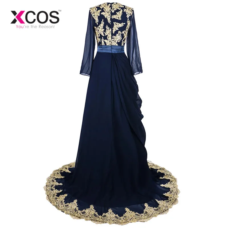 2017 настоящая фотография мусульманин вечернее платье с длинным рукавом золото