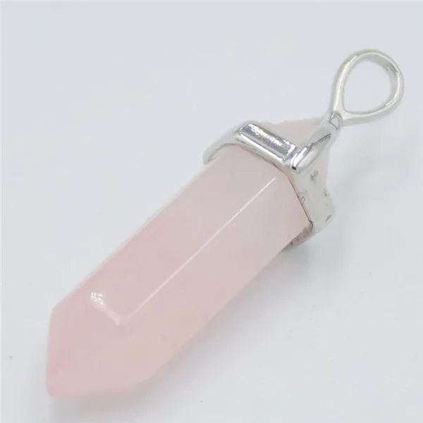 Pink Crystal Натуральный камень тигровый глаз фиолетовый кристалл кварца кулон шестиугольная колонна столб биконус граненый шарик подвеска маятник подвески - Окраска металла: Pink Crystal