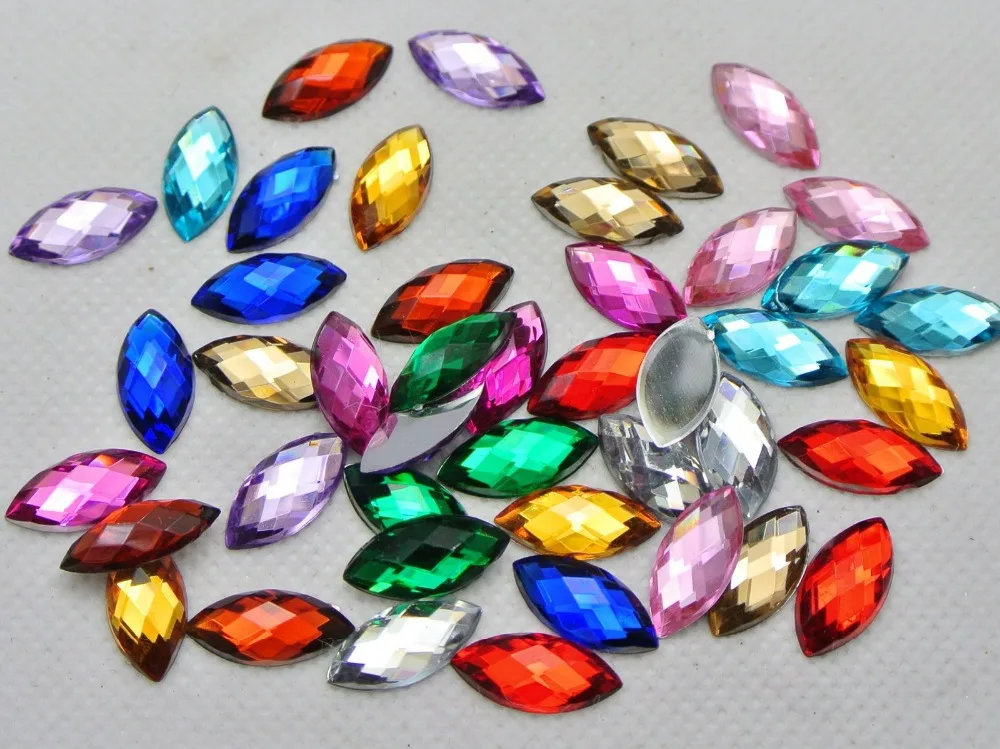 100 шт. разноцветные акриловые конский глаз с плоским основанием стразы без
