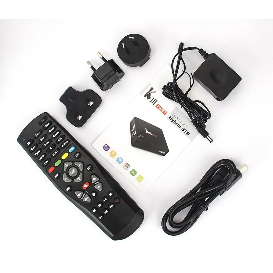 KIII PRO DVB-S2 DVB-T2 DVB-C Android 7,1 ТВ коробка 3 Гб оперативной памяти, 16 Гб встроенной памяти, процессор Amlogic S912 Octa Core 4K комбо NEWCAMD PowerVU